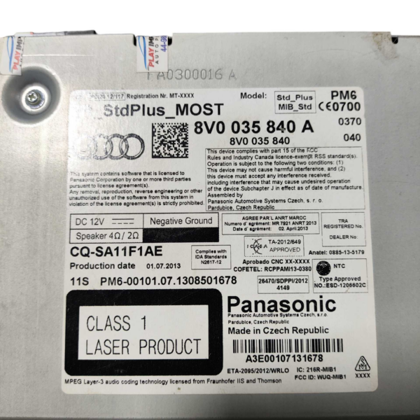 RADIO MULTIMIDIA 8v0035840a AUDI A3 2013 2014 2015 - Imagem 2